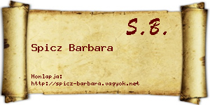 Spicz Barbara névjegykártya